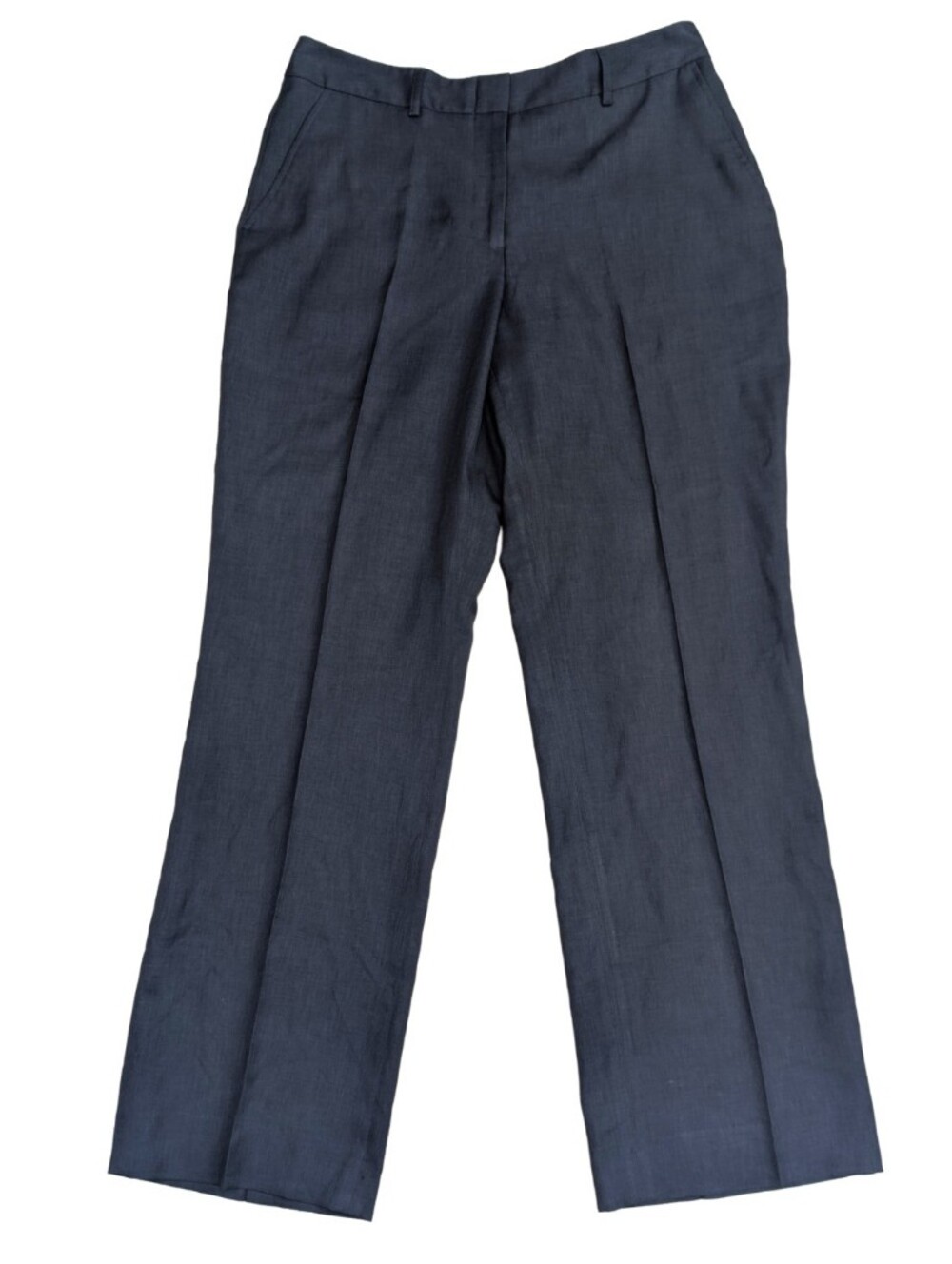 Doc & Amelia Blue Recycled Polyester Pleated Front Crease Trouser Pants Size 8